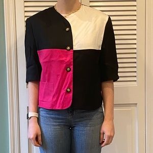 Louis Feraud Checkered Button Down Top